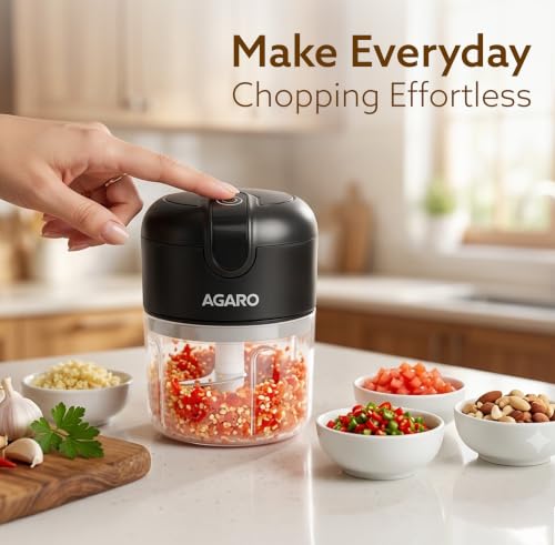 AGARO Elite Rechargeable Mini Electric Chopper 250ml – Black