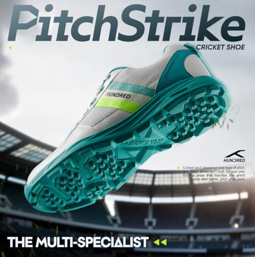Hundred PitchStrike Cricket Shoes | Multi-Surface Grip with TerraSpike Outsole | Energy Layer Midsole for Cushioning and Support | Lightweight, Breathable | Ideal for Turf, Ground & Hard Surfaces