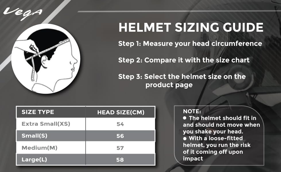 Vega Crux ISI Certified Flip-Up Helmet for Men and Women with Clear Visor(Black, Size:L)