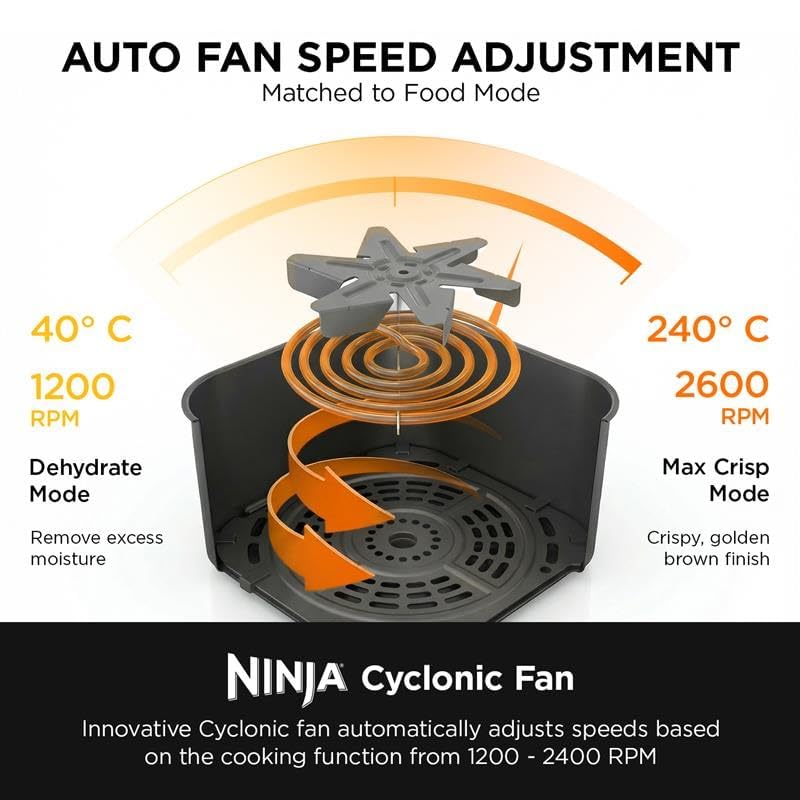 Ninja Air Fryer MAX PRO, 6.2L Air Fryer Oven 2-Year Warranty, Oil-Free Cooking, Max Crisp Technology, Variable Air Flow, Chemical Free Cooking Surface, 6-in-1 Air Fry, Roast, Bake & Reheat, Black