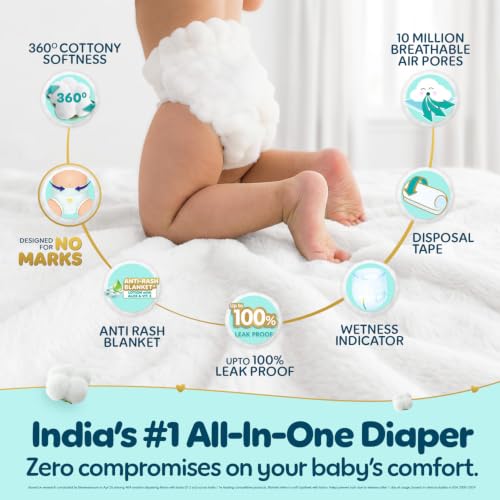 Pampers Premium Care Pant Diapers M 54 Count – 360° Cottony Soft