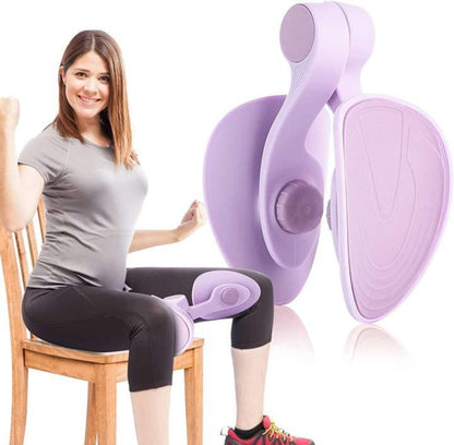 Pelvic floor and leg exercise trainer shown in use