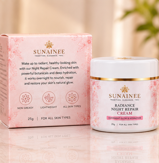 Sunainee Radiance Night Repair Cream 25g | Overnight Glow & Hydration Face Night Cream for Women | Non-Greasy Anti-Dullness Moisturizer for All Skin Types