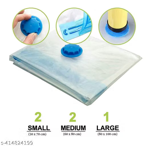5-Pack Vacuum Storage Bags with Hand Pump – Space Saver