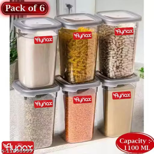 Airtight Transparent Kitchen Storage Jars BPA-Free Set of 6