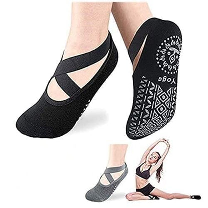 Black non slip grip socks for yoga and Pilates