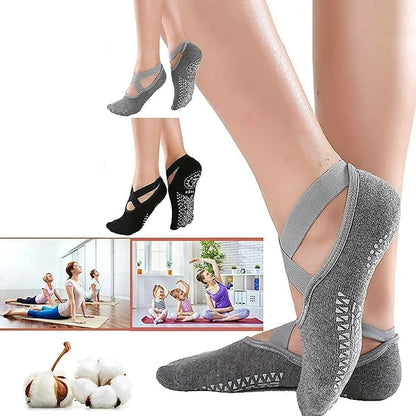 Cross strap grip socks for yoga Pilates and workout