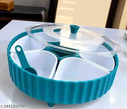360° Rotating 7-Compartment Spice Box with Spoon & Lid