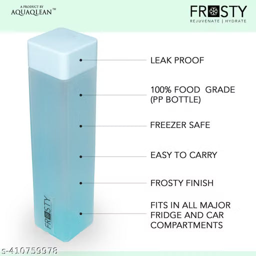 AQUA Frosty Food Grade Fridge Square Water Bottles Set of 6