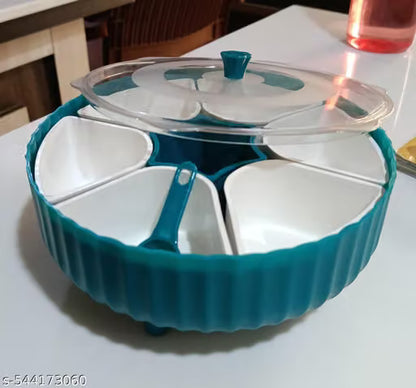 360° Rotating 7-Compartment Spice Box with Spoon & Lid