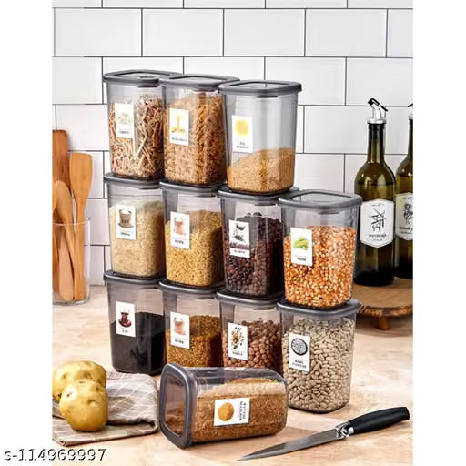 Airtight Transparent Kitchen Storage Jars BPA-Free Set of 6