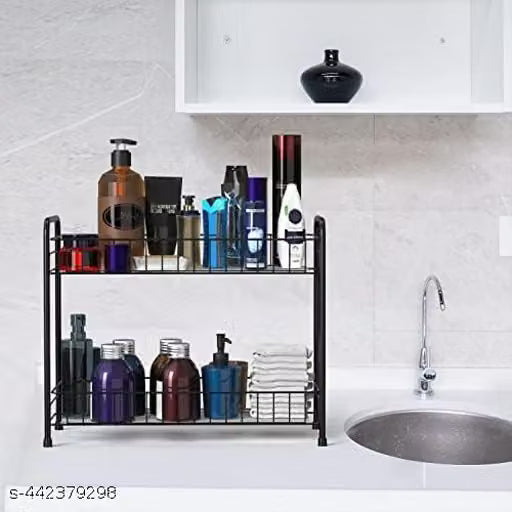 2 Tier Foldable Wrought Iron Kitchen Spice Rack Organizer