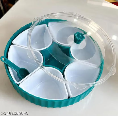 360° Rotating 7-Compartment Spice Box with Spoon & Lid