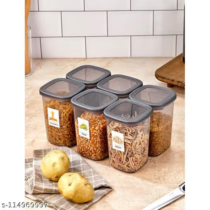 Airtight Transparent Kitchen Storage Jars BPA-Free Set of 6
