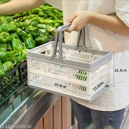 Foldable storage basket with easy carry handles
